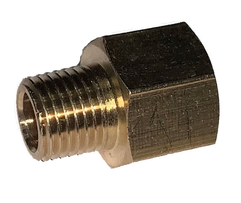 Hose outlet adapter, 1/4" BSP male to 3/8" NPT Female (brass)